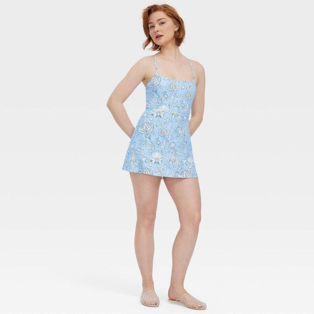 Open Box - Roller Rabbit - Women's Floral Vines Zip-Front Mini Ten Blue - Picture 3 of 4